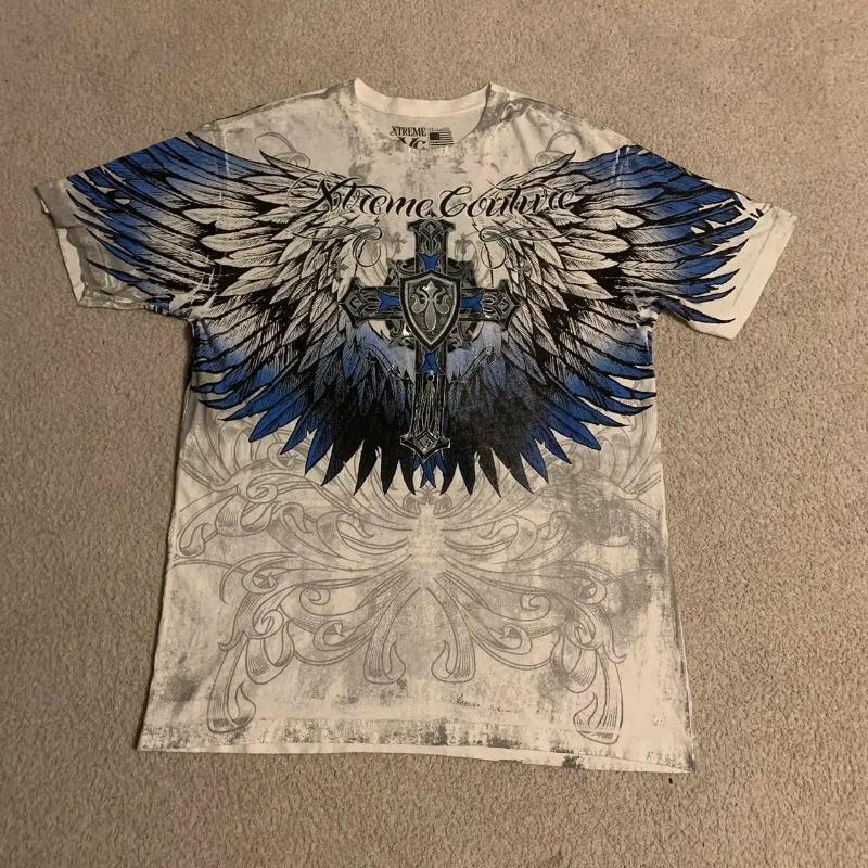 T-shirt da uomo estiva 3D stampata in stile Street Gothic, taglia grande. Tessuto Morbido e Traspirante Adatto per l'Uso Quotidiano