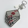 Rhinestone Poker Card Keychain with Diamond Tassel Pendant - Elegant Handbag and Car Accessory