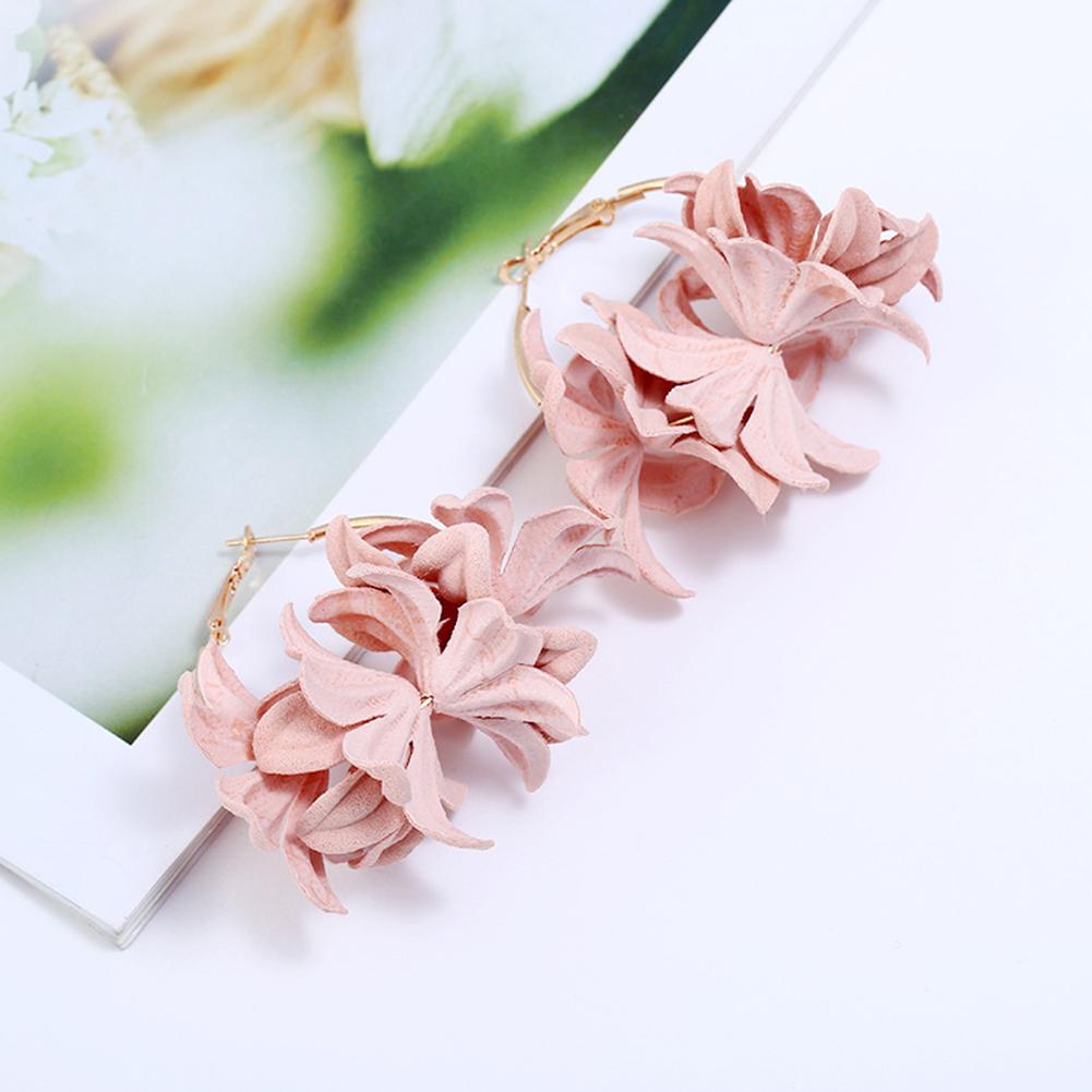 1pair Women Fashion Elegant 3D Flower Design Earring All-match Delicate Ear Studs