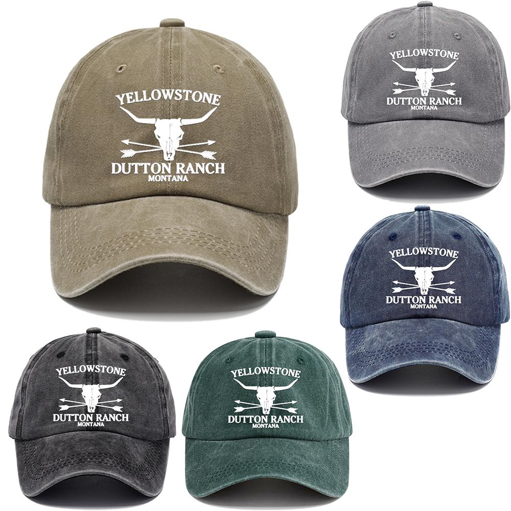 Retro Western Cowboy Hat - YELLOWSTONE DUTTON Ranch Hard School Embroidered Cow-head Printed Baseball Cap for Both Men and Women