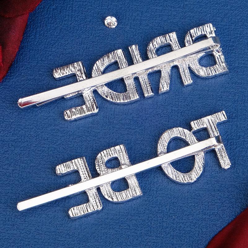 2Pcs Silver Rhinestone Word Hair Clips Barrettes Hairpins Small Hairgrips Headwear Hair Styling Accessories