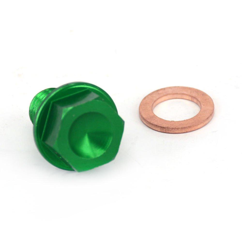 JFG RACING M10mm*P1.5mm Magnetischer Ölablassschraube mit Dichtring für KX65/85/100/125/250/250F/450F/500 KLX230/230R/250D-TRACKER/300R Grün