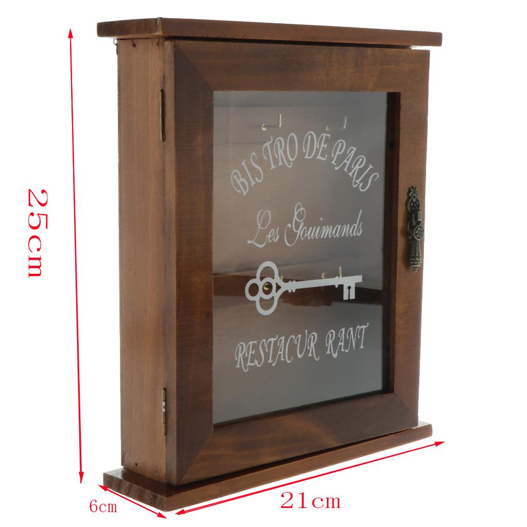 Wooden Key Cabinet Wall Mounted Key Box Organizer with Hooks for Hallway Entryway Decorative Wall Keys