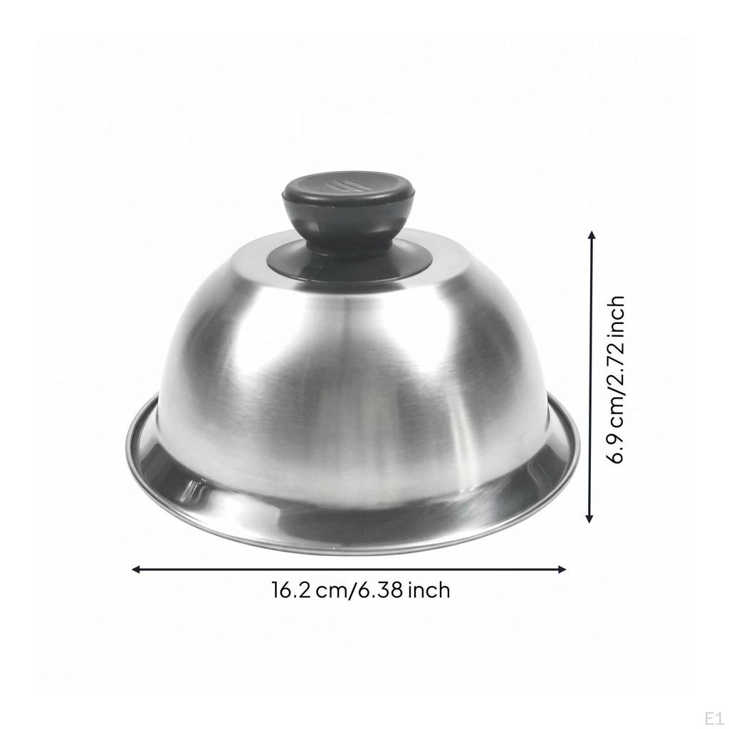 Stainless Dome Cover Domed Grill Wide Rim Basting 16CM Plastic Handle