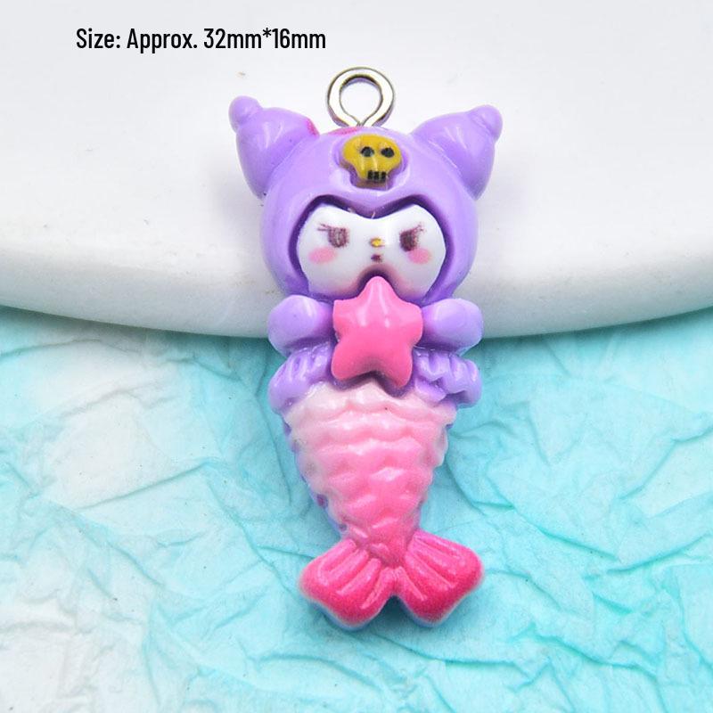 Mermaid Cartoon Animal Resin Earrings & Keychain Pendants