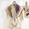 Trendy modern Instagram women's personalized printed elegant silk scarf, fashionable niche travel shoot outerwear, 91 human-shaped square scarf