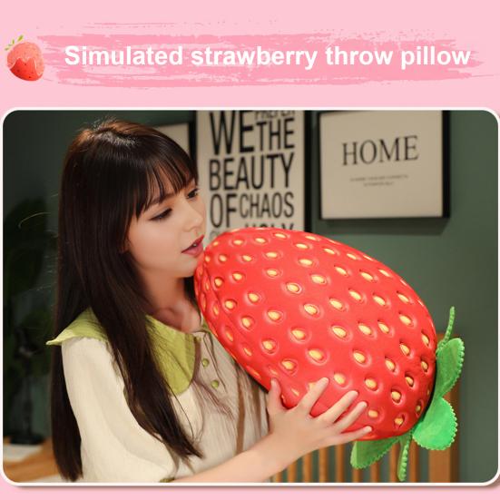Strawberry Plush Toy Eco-friendly No Odor Easy To Clean Cute Cartoon Fruit Soft Stuffed Doll Pillow Cushion