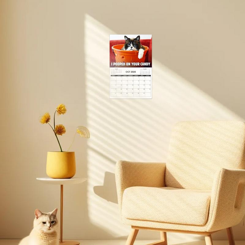 2025 New Pissed-Off Cat English Calendar Wall Calendar Fun Cute Wall Art Calendar Office Supplies Every Day Can Be Celebrated