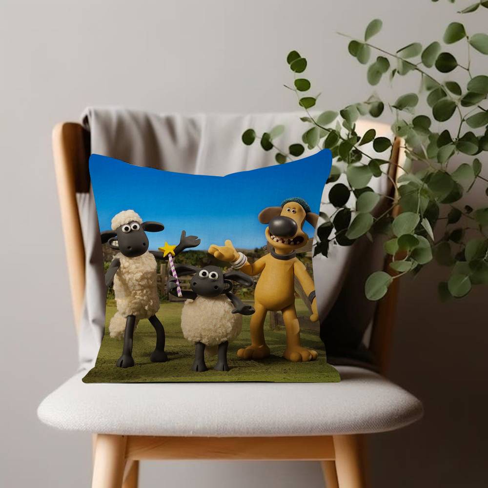 Cartoon SShaun Fun the Sheep Anime Cushion Cover Inches Farmhouse Decor Home Throw Pillow Covers for Couch Decorations