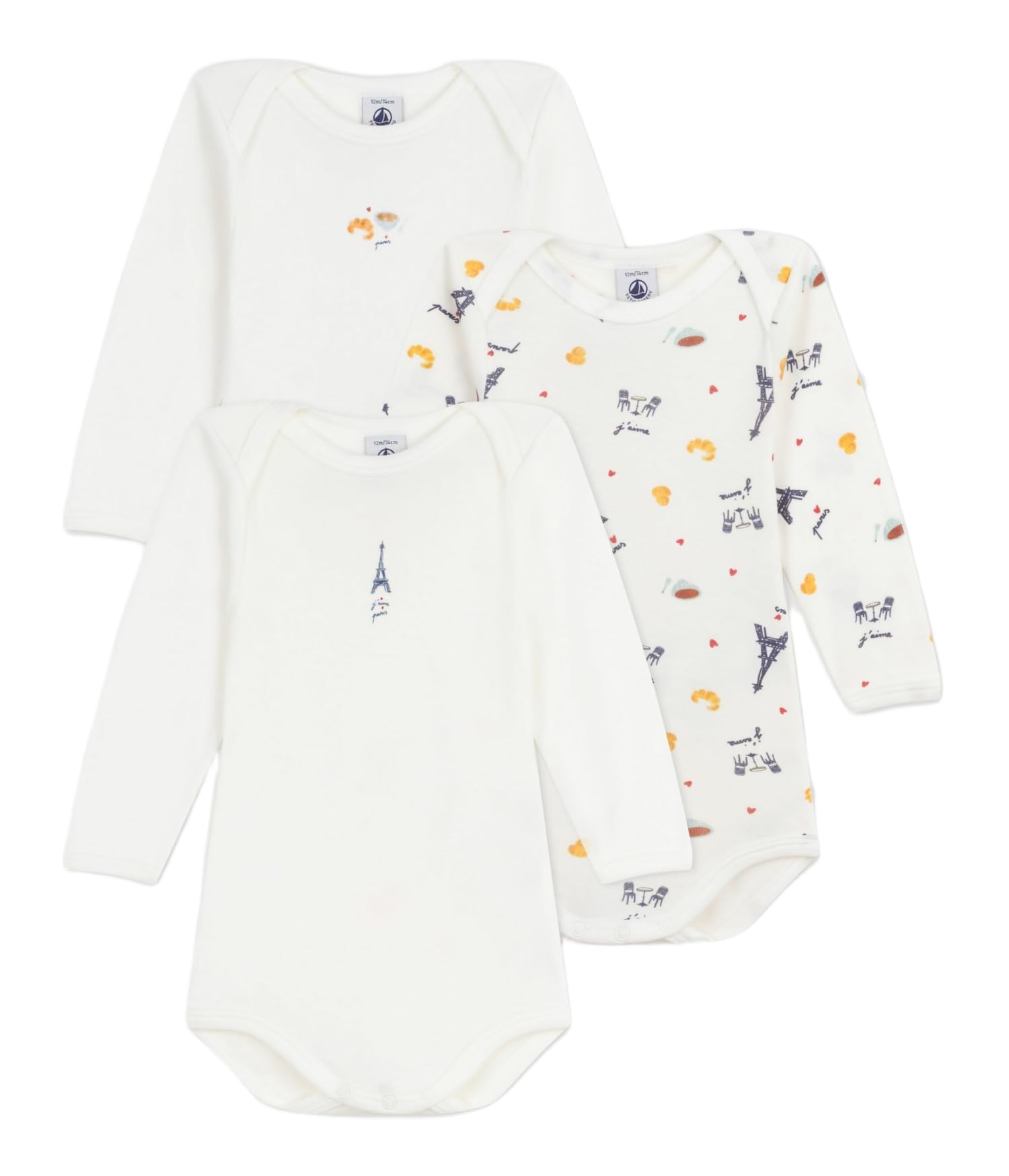 

Petit Bateau Long Sleeve Bodysuit Set A0EB0 Multicolor 18 81cm (3-Piece Set) 1, Months,