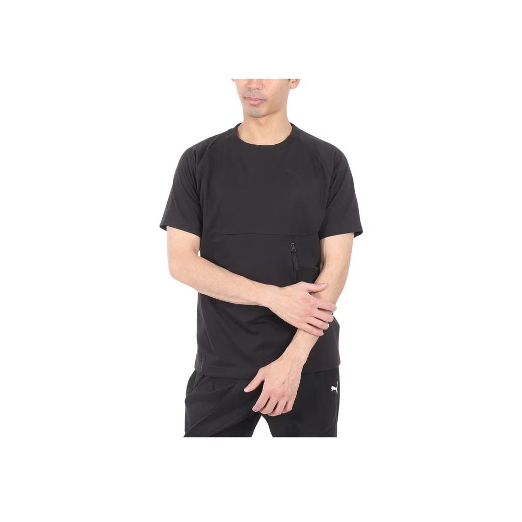 Puma Tech Pocket Tee Solid Color Casual Cut Design Round Neck Short Sleeve T-Shirt Men Tops Black 626155-01