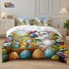 3pcs Easter Happy Cute Rabbit Easter Egg Printed Chipless Quilt Set Multi Size Bedding Decoration Comfortable Machine Washable