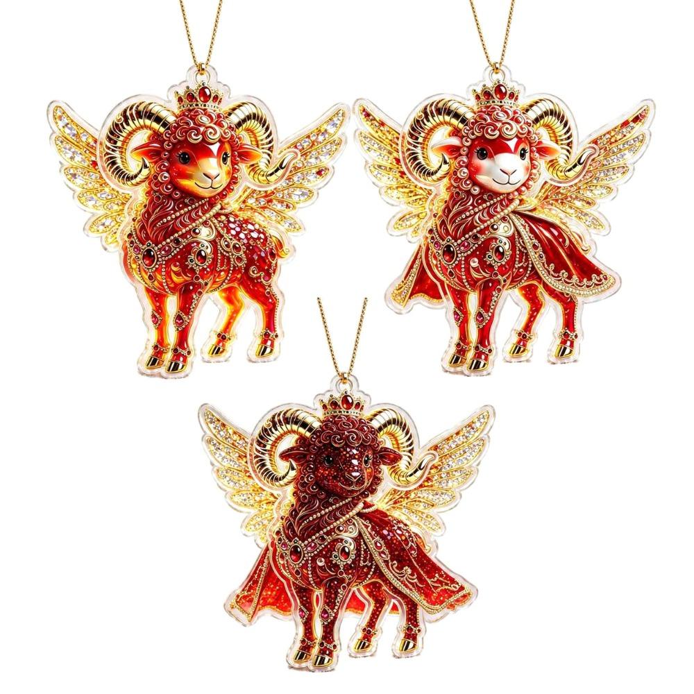Shining Goat Pendant Acrylic Animal Hanging Decoration Christmas Tree Ornament  Holiday Party Decor
