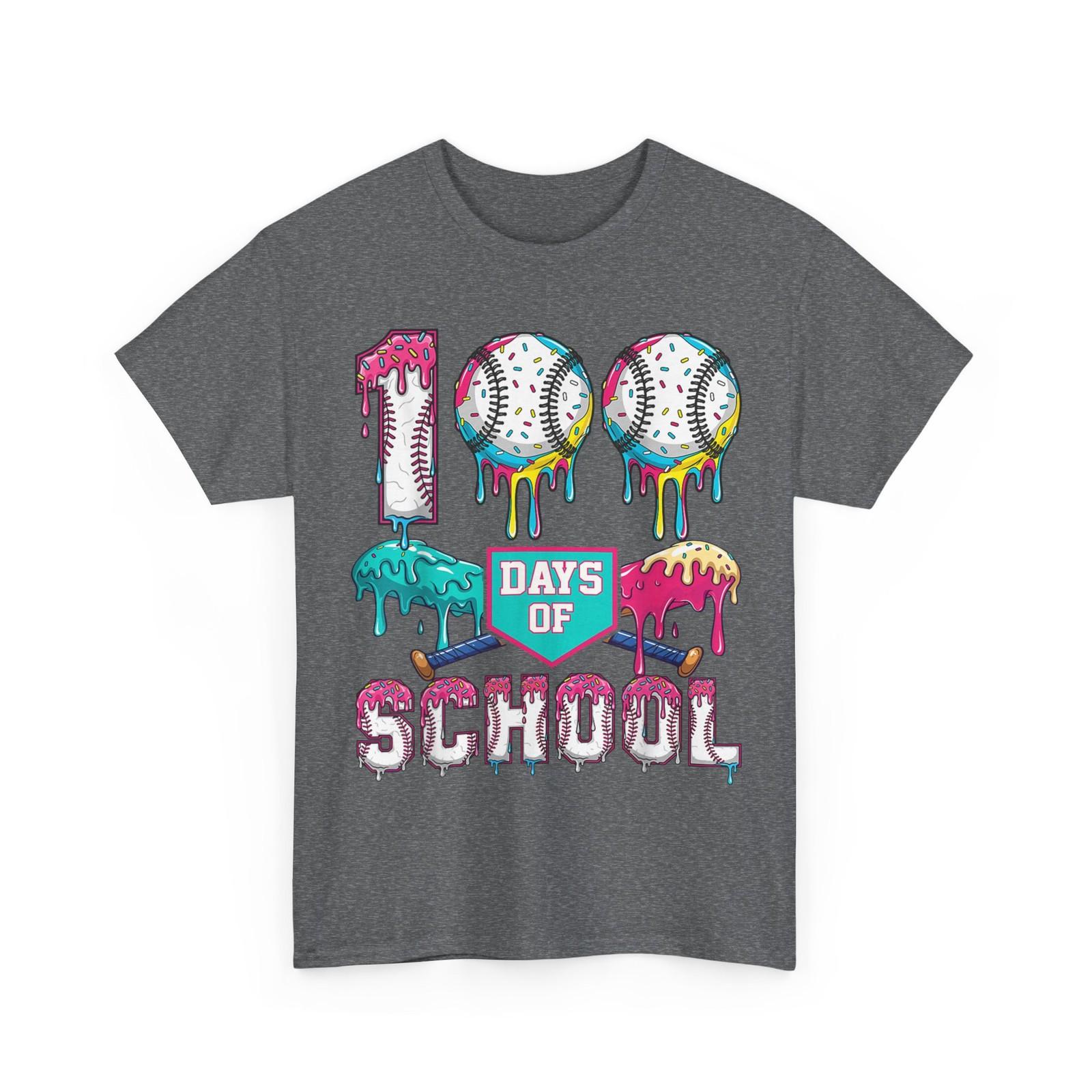 100 Days of School Shirt, 100th Day of School Baseball Sports Lovers T-Shirt XXXL