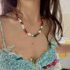 Dopamine Ethnic Retro Beaded Colorful Pearl Choker Necklace - Niche High-End Fashion