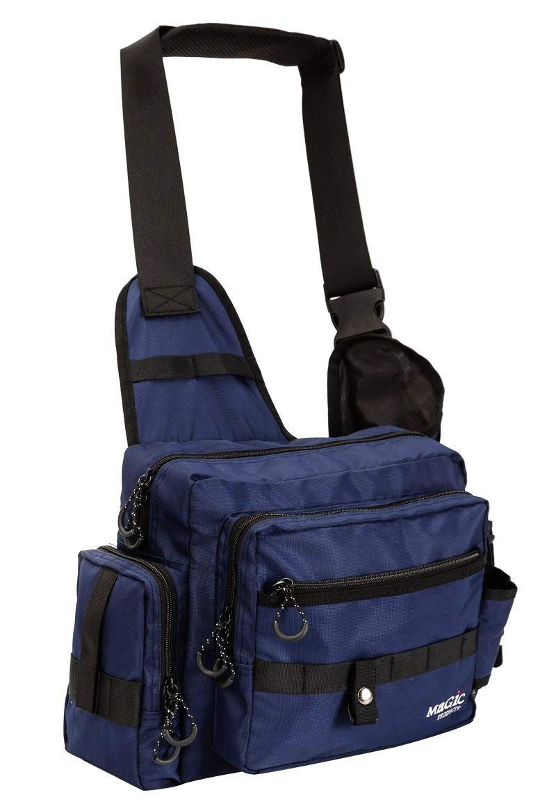 

Magic Products Fishing Tackle Bag (Navy Blue, No Waist Belt) Water-Repellent Nylon