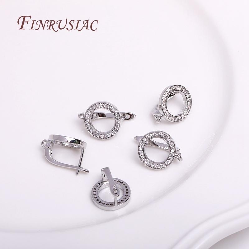 18k Gold Plated Inlaid Shiny Zircon Hollow Round Earring Hook Clasp Earring Making Supplies Wholesale