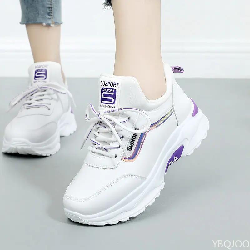 Women's Sequined White Shoes New Breathable Sneakers Thick Soled Fashion Running Shoes Non Slip Casual Female Shoe Mujer Zapatos
