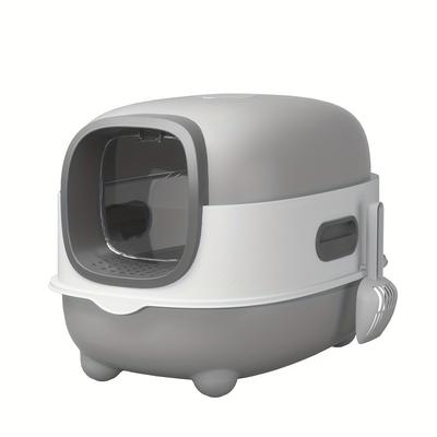 1 adet Büyük Kapasiteli Kedi Kumu Kutusu, Sıçrama Önleyici Tamamen Kapalı Üstten Giriş, Koku Yalıtımlı, Çift Kullanımlı, Katlanabilir Tasarım, 40lbs/18kg'a Kadar Kediler İçin Geniş