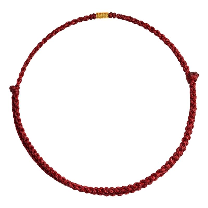 Handcraft Lucky Red Rope Bracelet with Gold Beads Adjustable Length Handchain Bracelets for Women Wrist Wrap Bracelets