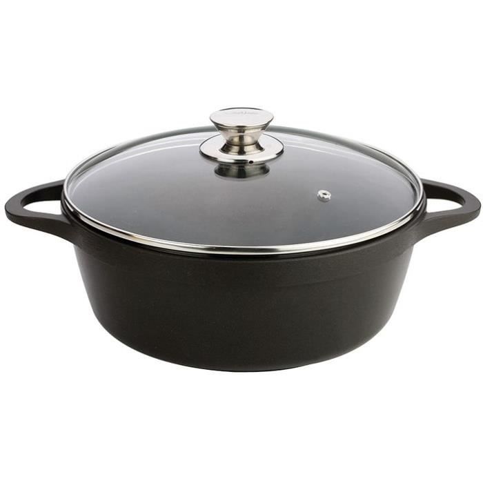 Cocotte Haute Induction - VALIRA - D : 20 Cm - Noir - Anti-adhésif - Tous Feux Dont Induction - 6 L