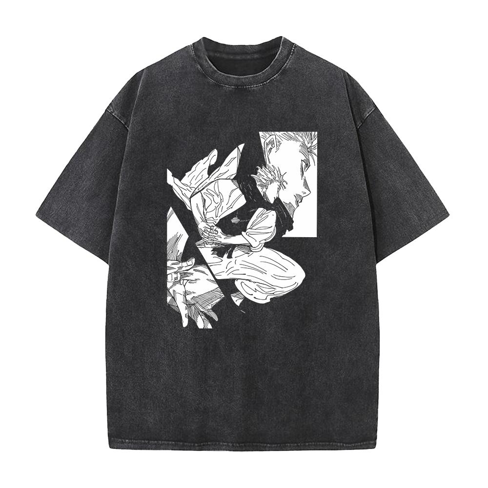 

Аниме Магическая битва Фушигуро Мегуми Графическая футболка Мужская Женская Высокое качество Стиранные футболки Харадзюку Мужские Оверсайз Хлопковые топы XXL чёрный