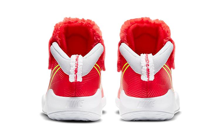 Nike Team Hustle D 9 LI Hook and loop Mid top Children's Basketball Shoes Red Yellow Children Aged 3 7 Years Old CT4063-600