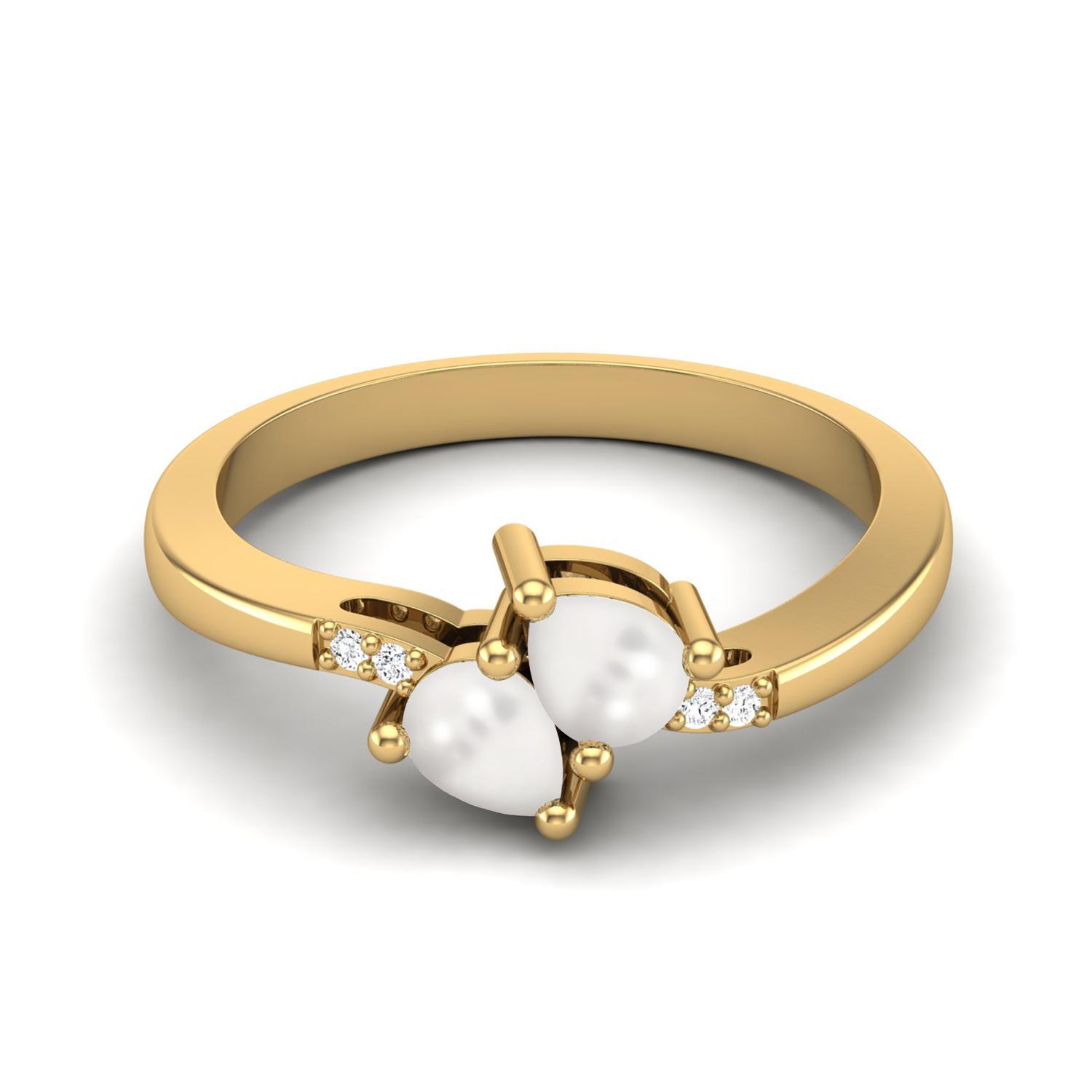 4X3mm Pear Pearl June Birthstone 925 Sterling Silver Gold Vemreil Two Stone Women Engagement Ring 5 жёлтый