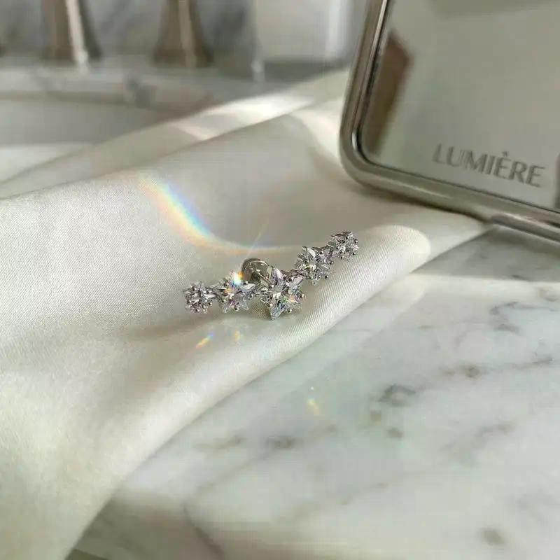 2Pcs Shiny Star Zircon Stud Earrings For Women Silver Color Cartilage Tragus Helix Ear Piercing Jewelry Accessory Gifts