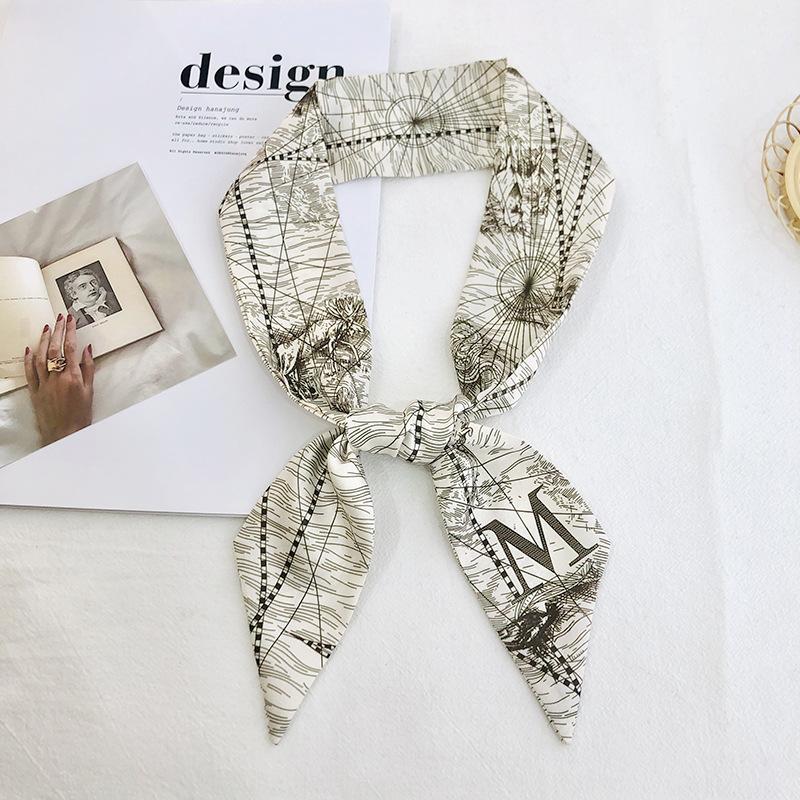 

Женский маленький шарф с буквенным принтом в стиле ретро, ​​сумка, украшение, лента, модный головной платок, повязка на голову, галстук, шарфы M