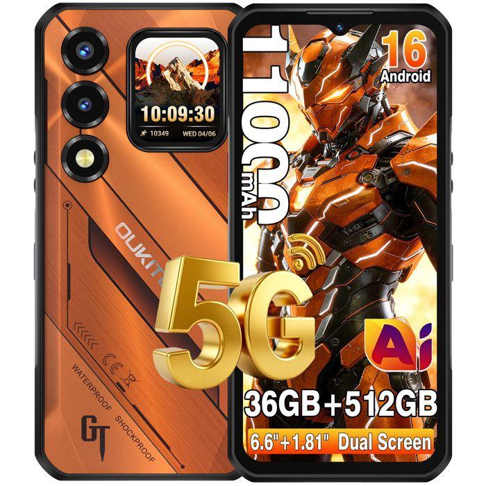 OUKITEL WP66 T&eacute;l&eacute;phone portable 6.58""+1.81"" Double &eacute;cran 5G 36Go+256Go