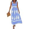 European and American new women's clothing Amazon hot-selling women's beach skirt vacation style printed chest wrap dress