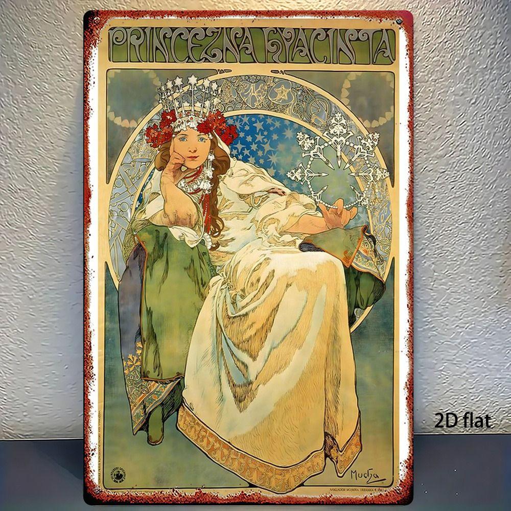 Vintage Art Nouveau Woman Tin Sign Retro Metal Panel Home Bar Cafe Decor