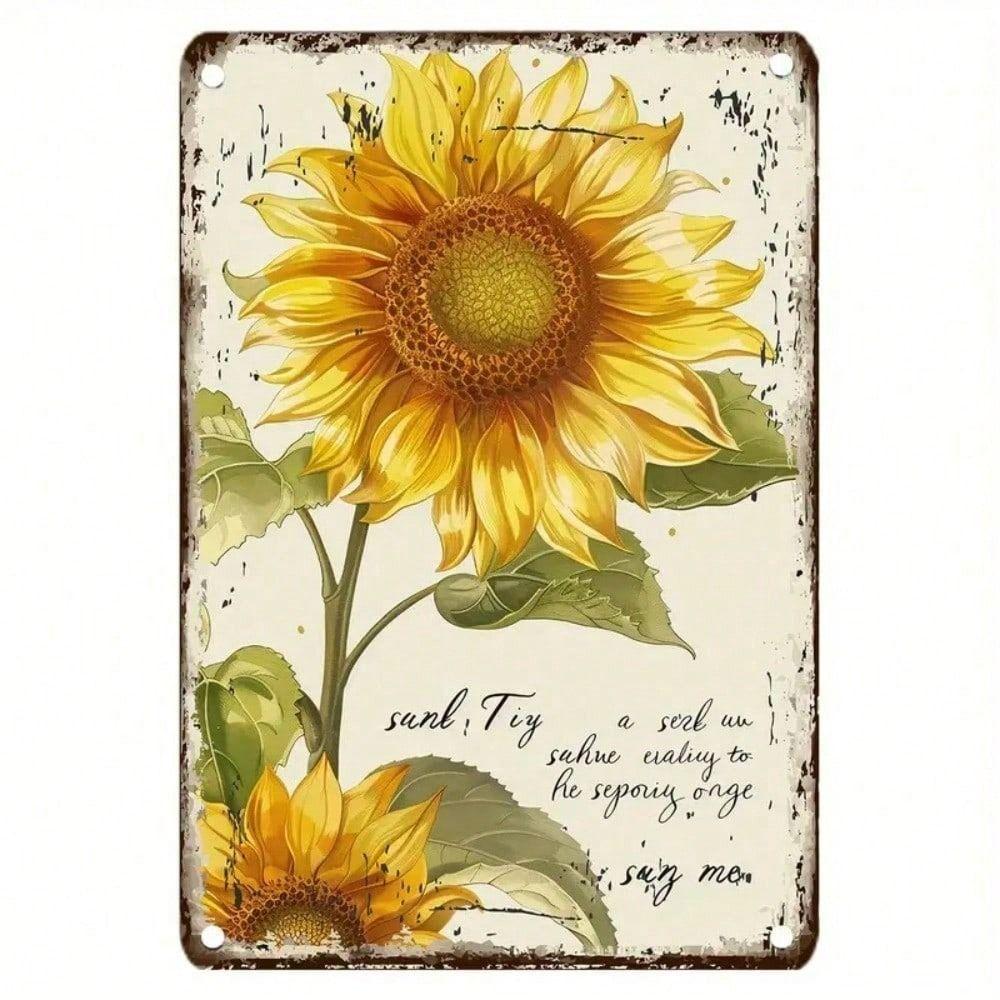 

Metal Wall Art Sunflower Poster Retro Aluminum Decor for Kitchen