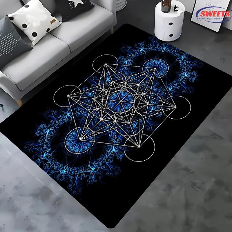 Neue Produkte schnell versandt! 3D Heiliger Metatron-Würfel Muster Teppich Wohnzimmer Teppich Schlafzimmer Sofamat Kinder Rutschfeste Bodenmatte