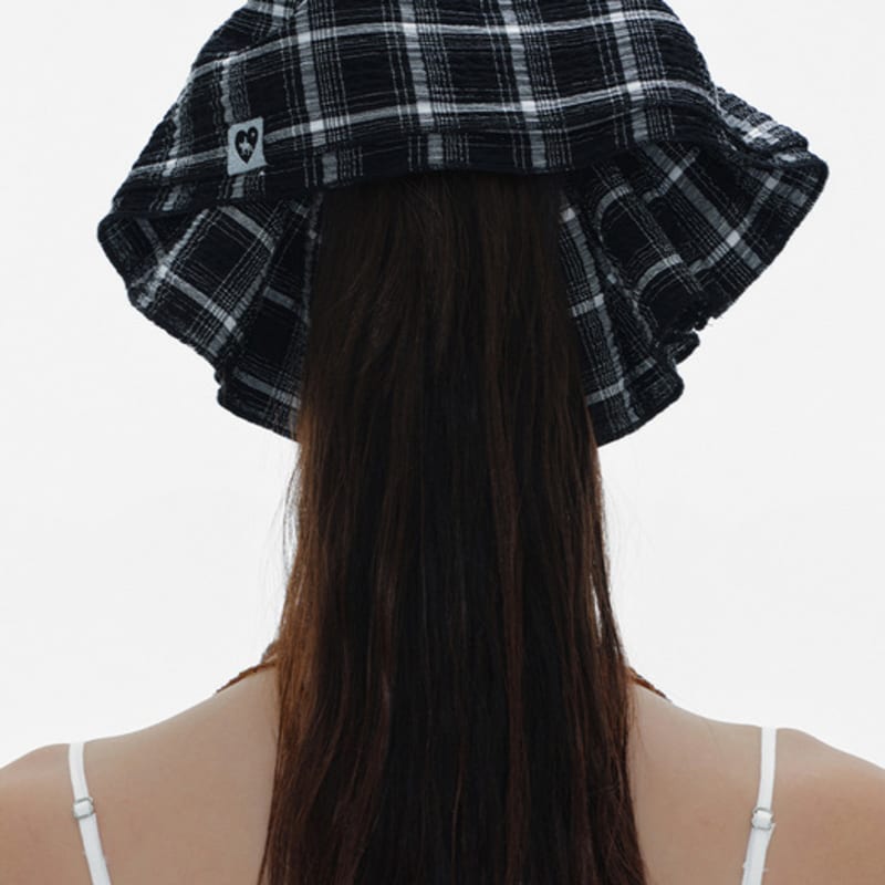 Eireve CHECK SCARF BIG SCRUNCHIE (BLACK)