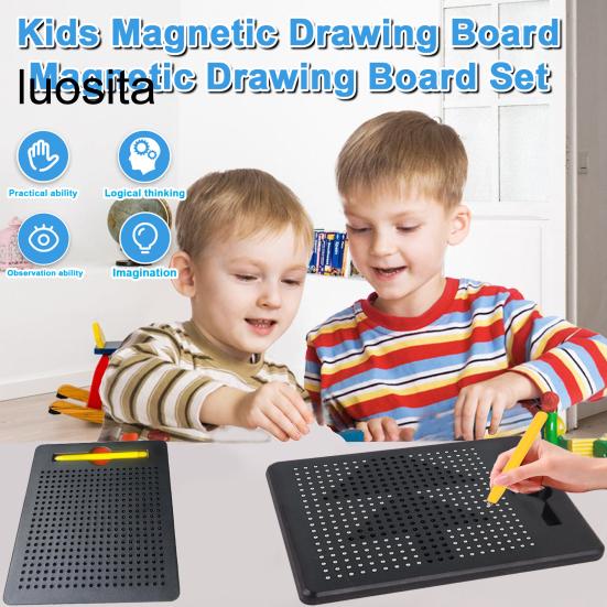 1 Set Kids Magnetic Drawing Board with 380/714 Steel Balls, Retractable Pen, Toddlers Early Education Dot Art Painting Pad, Children Boys Girls Gift
