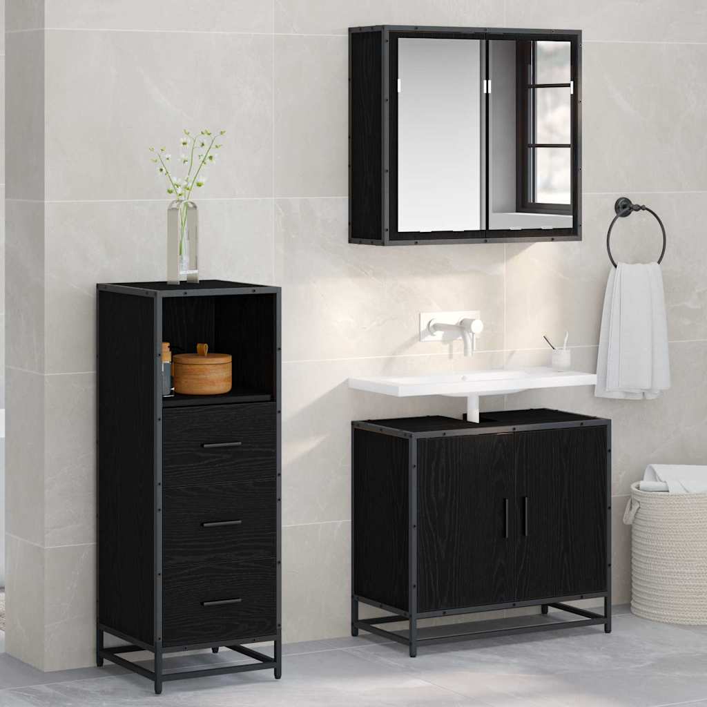 Bathroom Furniture Set Black Oak Look 35 X 37.5 X 100 Cm
