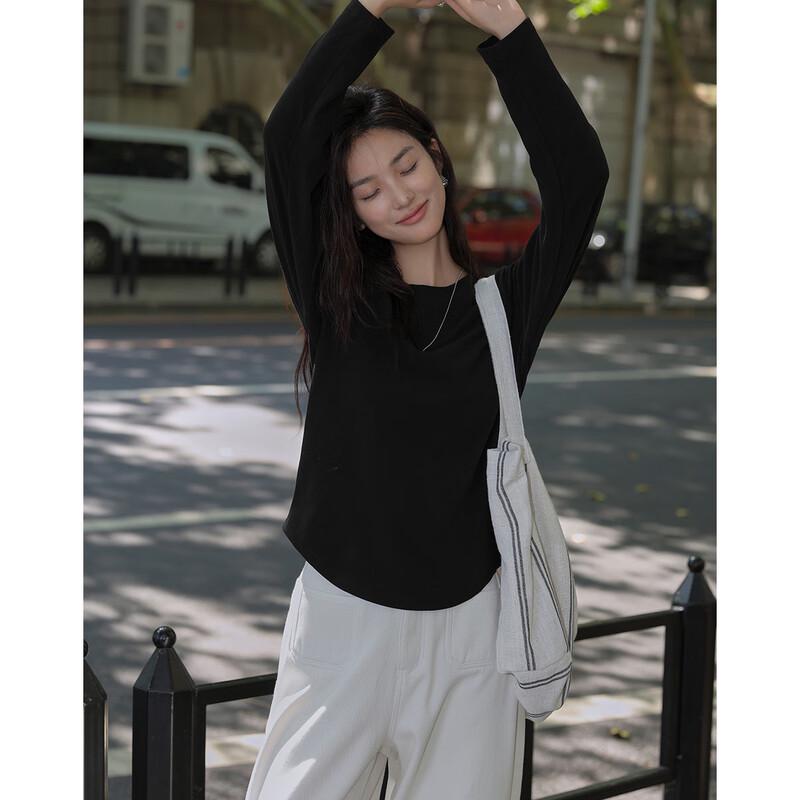 Demana Women s Solid Long Sleeve T-Shirt L
