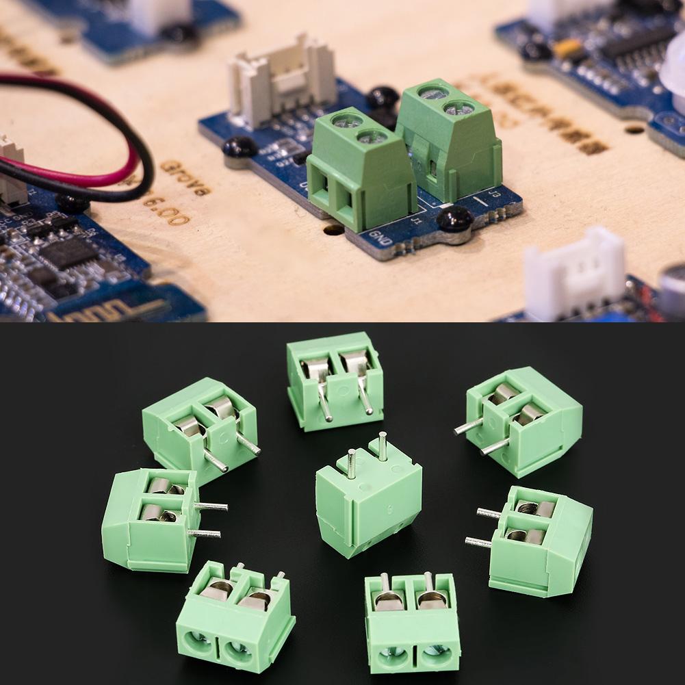 50pcs set 2 Pin 5mm Pitch Green PCB Universal Screw Terminal Block Connector