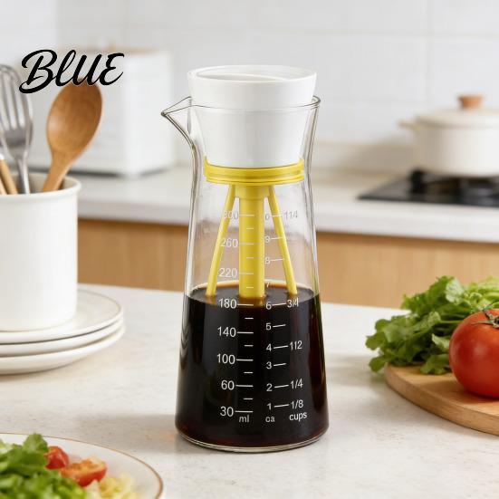 Salad Dressing Blender Glass Oil Dispenser with Built-In Mixer Leak-Proof Quick Bottle Easy-Clean Dishwasher Safe Condiment for Kitchen Grilling