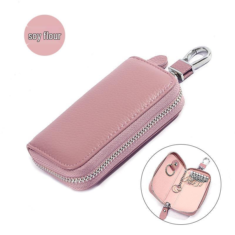 Genuine Leather Car Key Bag - Women's/Men's Waist-Hanging Zipper Key Case