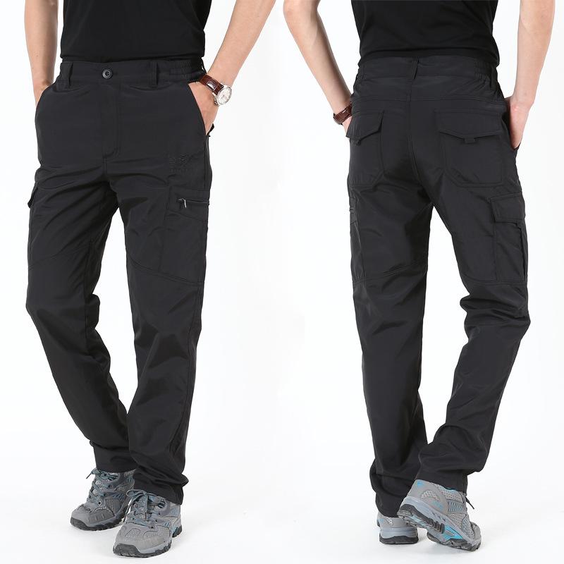 Men's Waterproof Quick-Dry Multi-Pocket Outdoor Pants - Loose Fit, Windproof, Spring/Autumn, Size S-105