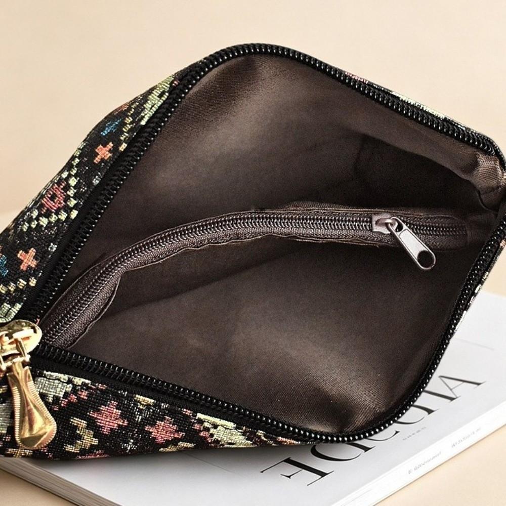 Double Zipper Ethnic Style Clutch Purse Polyester Wristlet Wallet Bohemian Long Wallet Women
