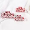 Yousheng Hair Claw Pink Letter Pattern Hollow Rectangle Shape Back Head Shower Clip Medium Size Shark Hair Claw Versatile Hair