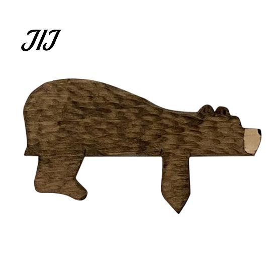 Hand Carved Wood Art Brown Bear Door Topper, Adorable Shape Statue Frame Decor, Wooden Decor Animal Shelf Corner Wall for Home Office Birthday