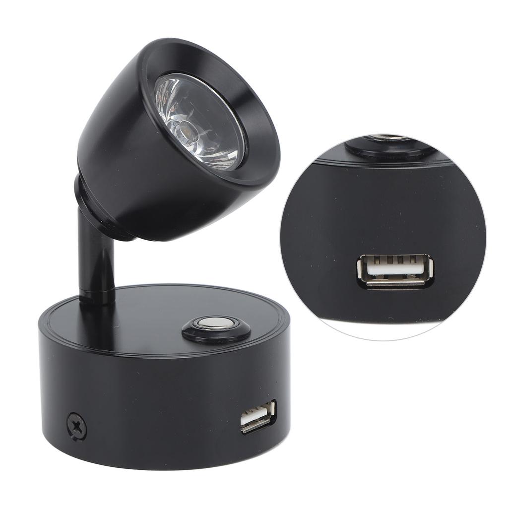Wohnmobil Leselampe LED Innen Nachttischlampe Boot Yacht USB Wiederaufladbar Einstellbar Touch Lampe T DC12 bis 24V Schwarz