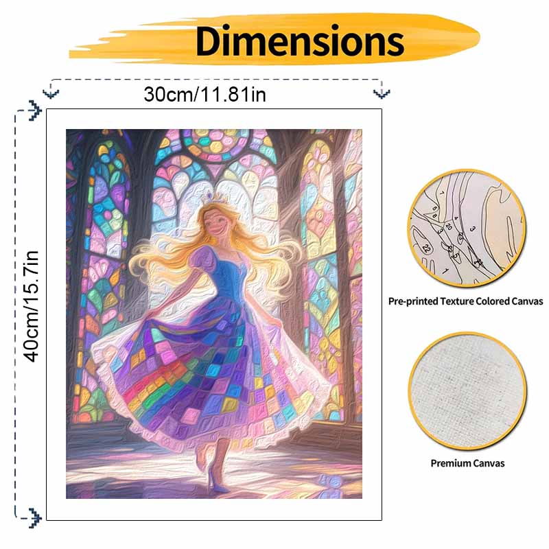 Disney Oil Painting Hand Painting Coloring Painting Handmade Diy Home Decoration Gift Princess Stained Glass Dress
