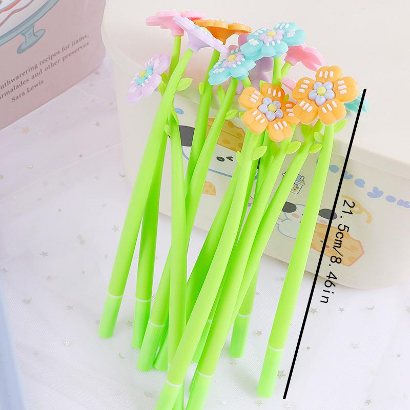 10pcs High-value lines flowers shaking neutral pen black sign pen cartoon creative student fountain pen stationery