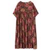 DIMANAF 2025 Summer Women Plus Size Vintage Long Dress Short Sleeve Casual Basic Floral Printing Loose Dress